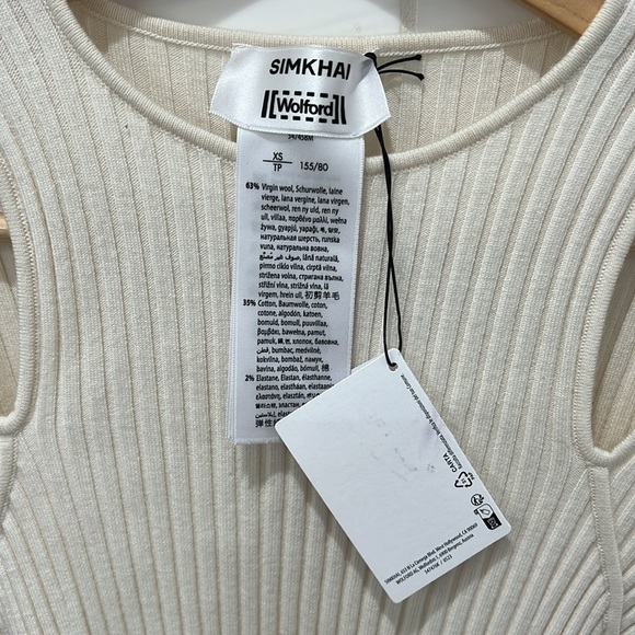 Wolford x Simkhai | NWT Contoured Rib Mini Dress in Ecrue - Size XS - Picture 8 of 11